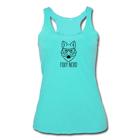 Foxy Nerd Women’s Tri-Blend Racerback Tank - turquoise