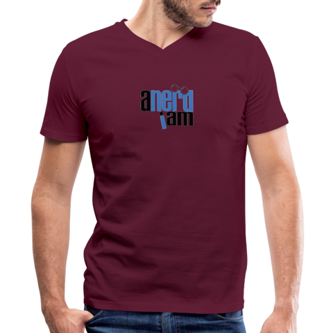 Men's Stacked ANERDIAM V-Neck T-Shirt by Canvas - maroon